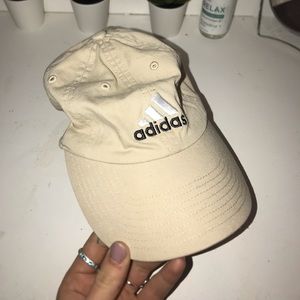 tan adidas baseball hat (cap)